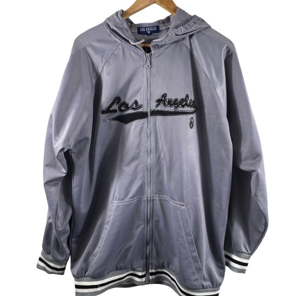 Vintage Y2K Los Angeles Zip Hoodie | Grey | Size M - Picture 1 of 15